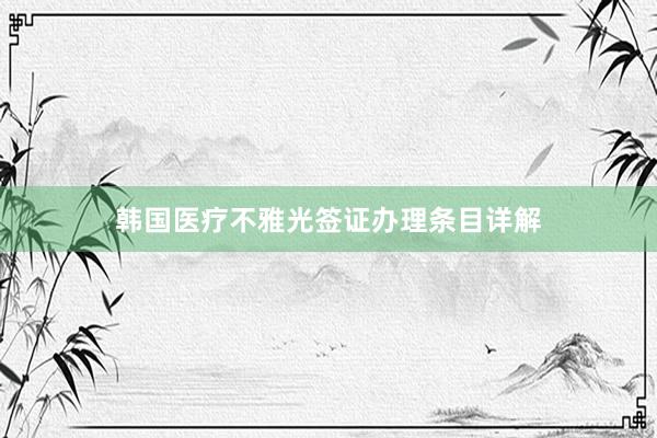 韩国医疗不雅光签证办理条目详解